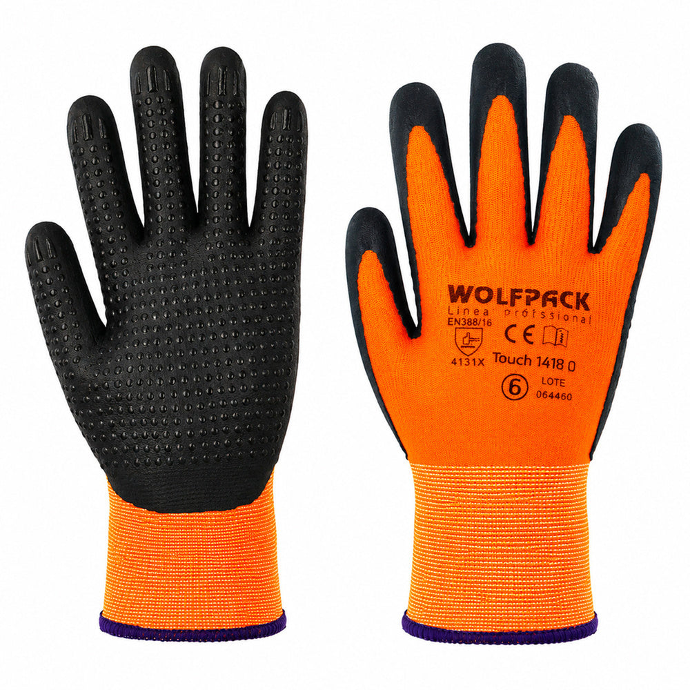 Guantes Nylon Con Palma En Foam y Puntos Nitrilo Touch 7" (Par)