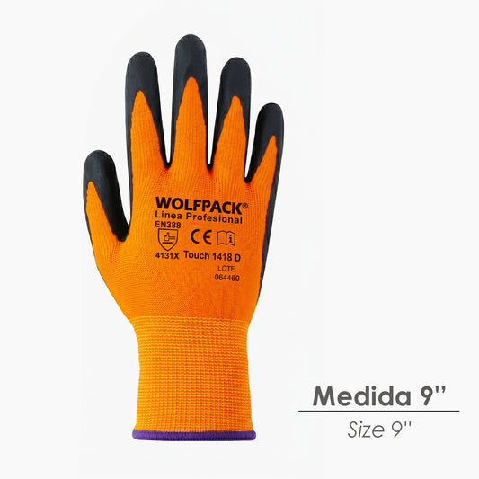Guantes Nylon Con Palma En Foam y Puntos Nitrilo Touch 9" (Par)
