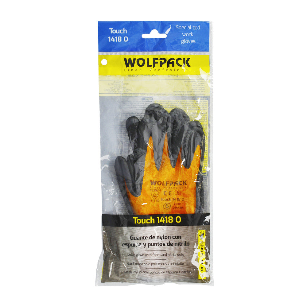 Guantes Nylon Con Palma En Foam y Puntos Nitrilo Touch 9" (Par)