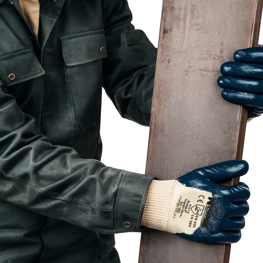 Guantes Nitrilo / Lona Pesados Nimax 8" (Par)