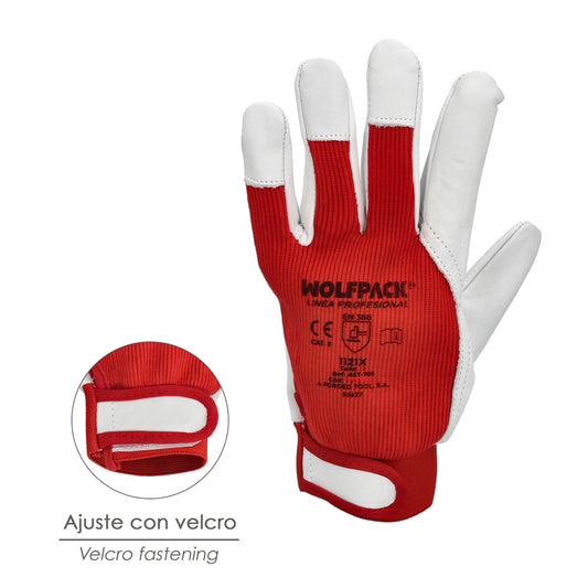 Guantes Piel / Lona Con Velcro. Con Colgador 9" Guantes De Trabajo, Guantes De Protección (Par)