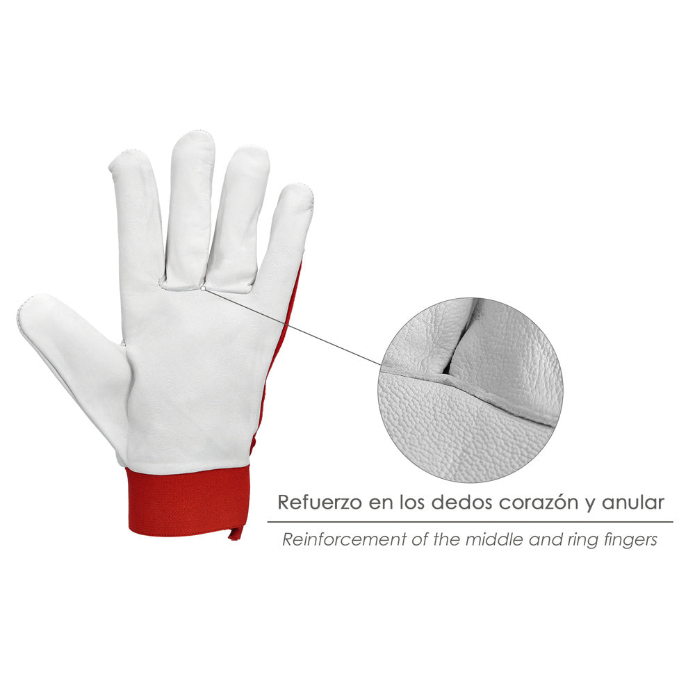 Guantes Piel / Lona Con Velcro. Con Colgador 10" Guantes De Trabajo, Guantes De Protección (Par)