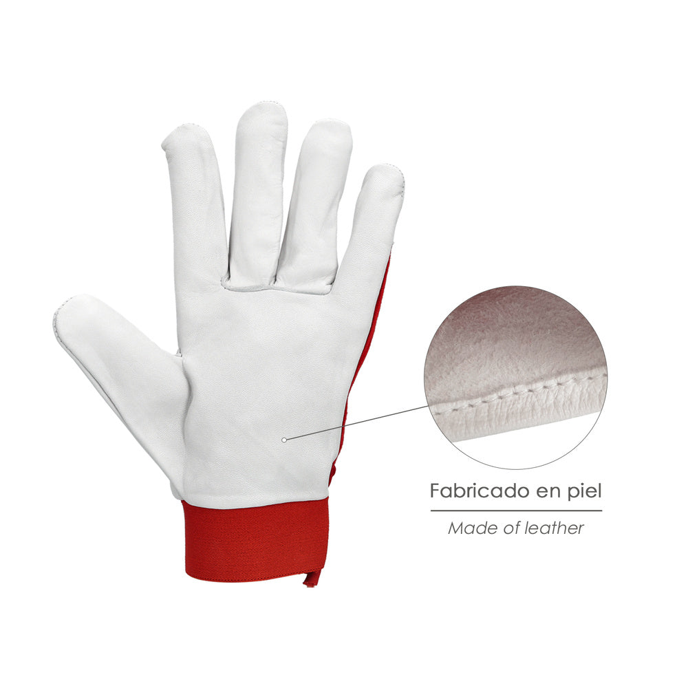 Guantes Piel / Lona Con Velcro. Con Colgador 10" Guantes De Trabajo, Guantes De Protección (Par)