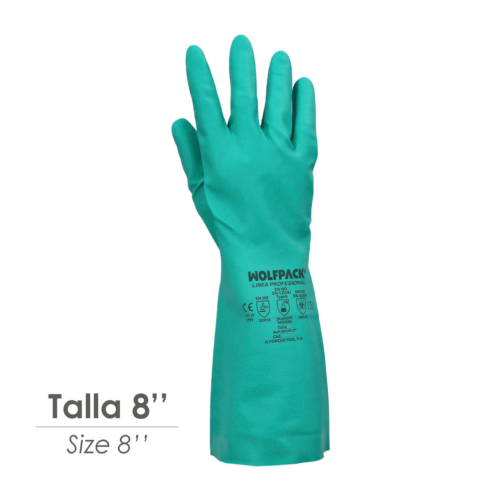 Guante Nitrilo Oil Resistant Talla M 8" (Par)