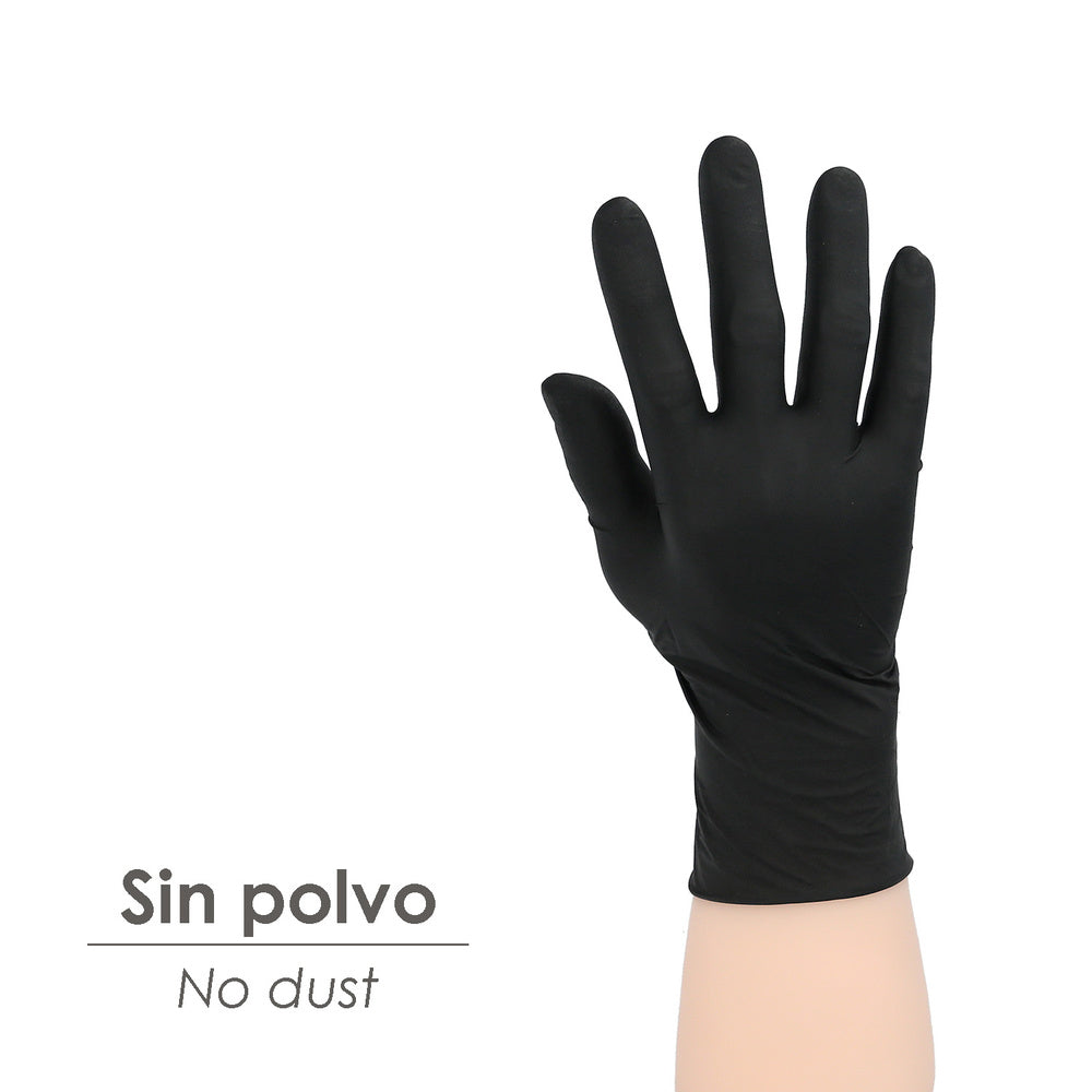 Guante Desechable Nitrilo Negro S 5,5 gms. Gruesos Caja 100 guantes.