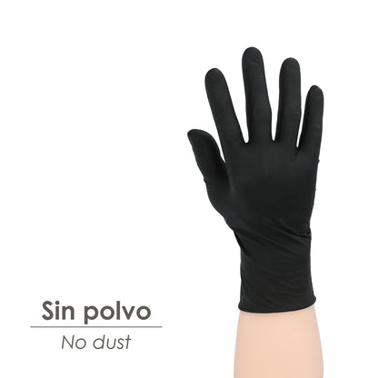 Guante Desechable Nitrilo Negro S 5,5 gms. Gruesos Caja 100 guantes.