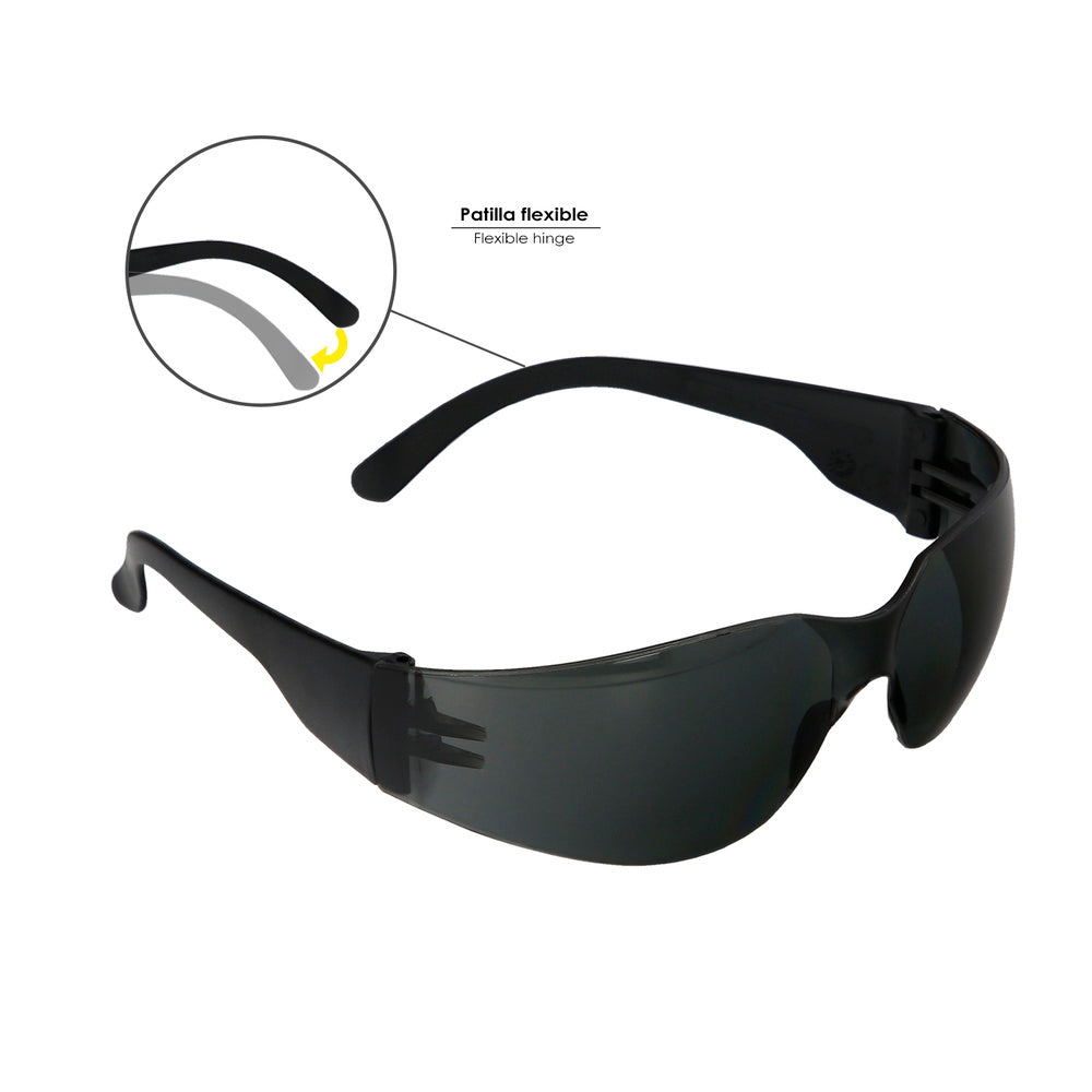 Gafas Proteccion Con Patillas Flexibles Certificación EN ISO 16321. Lente Color Gris. Gafas Protección Gafas Trabajo