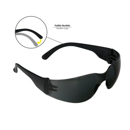 Gafas Proteccion Con Patillas Flexibles Certificación EN ISO 16321. Lente Color Gris. Gafas Protección Gafas Trabajo