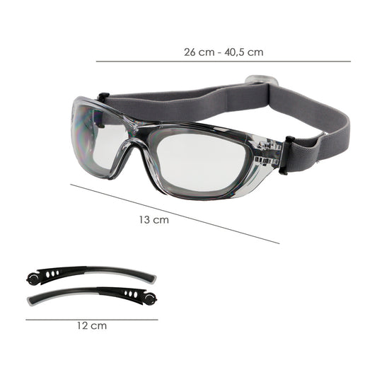 Gafas de Seguridad Acolchadas Cristales Transparentes Con Patillas o Goma Elastica.  Patillas Engomadas EN/166