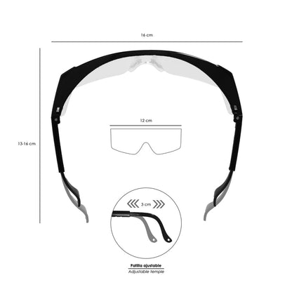 Gafas Proteccion Con Patillas Ajustables Certificación EN166. Lente Color Transparente. Gafas Protección Gafas Trabajo