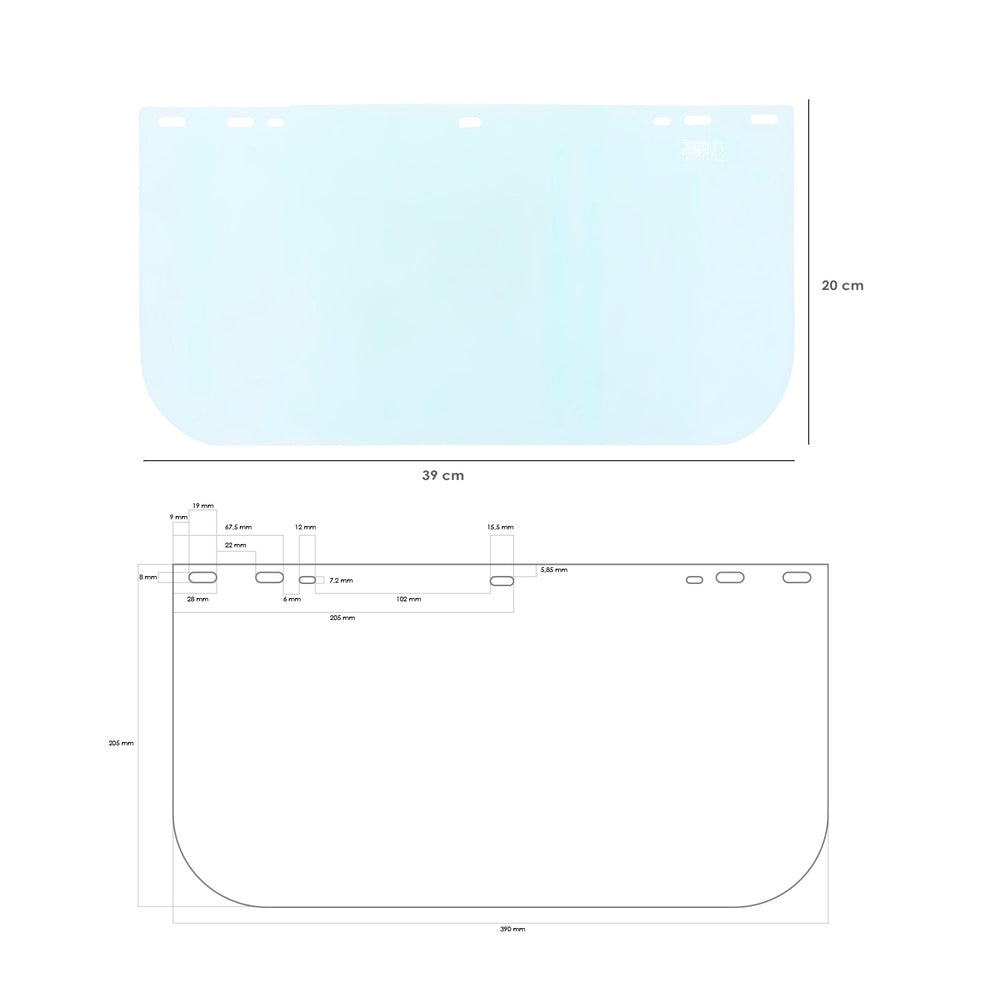 Protector Facial Con Arnes Ajustable Pantalla Policarbonato 390x200 mm. visera Seguridad, Anti Impactos, Casco Desbrozadora