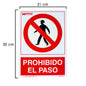 Cartel Prohibido El Paso 21x 30 (Alt.) cm.