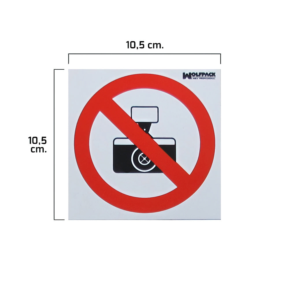 Cartel Prohibido Hacer Fotografias 10,5x10,5 cm.