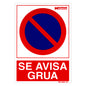 Cartel Se Avisa Grua 21 x 30 (Alt) cm.