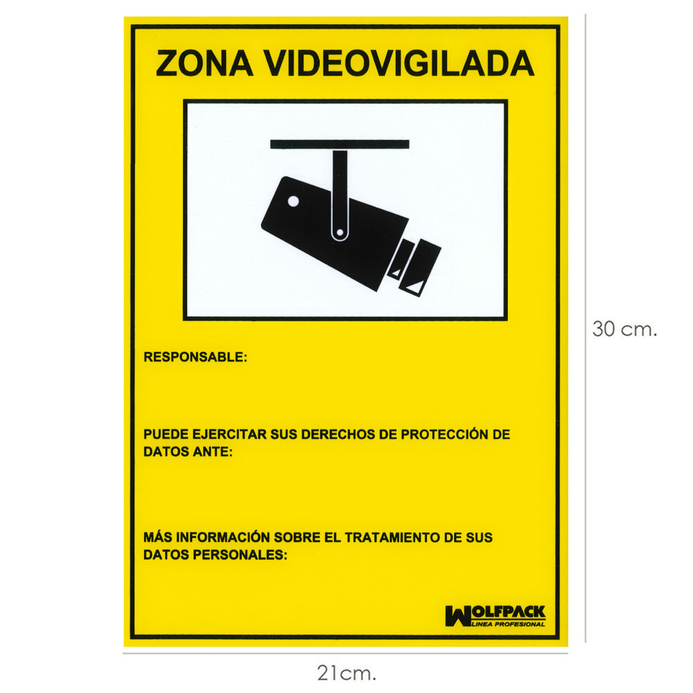 Cartel Zona Videovigilada 21 x 30 (Alt) cm.