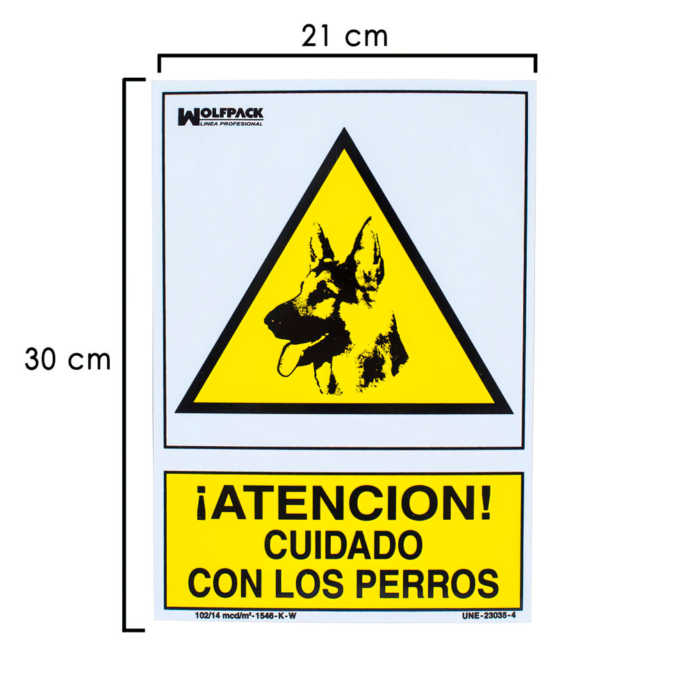 Cartel Cuidado Con Los Perros 21x 30 (Alt.) cm.