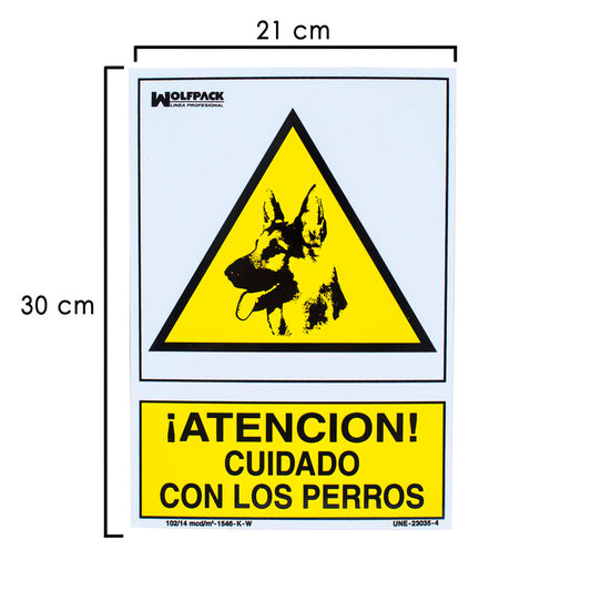 Cartel Cuidado Con Los Perros 21x 30 (Alt.) cm.