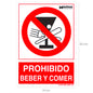 Cartel Prohibido Beber y Comer 21x 30 (Alt.) cm.