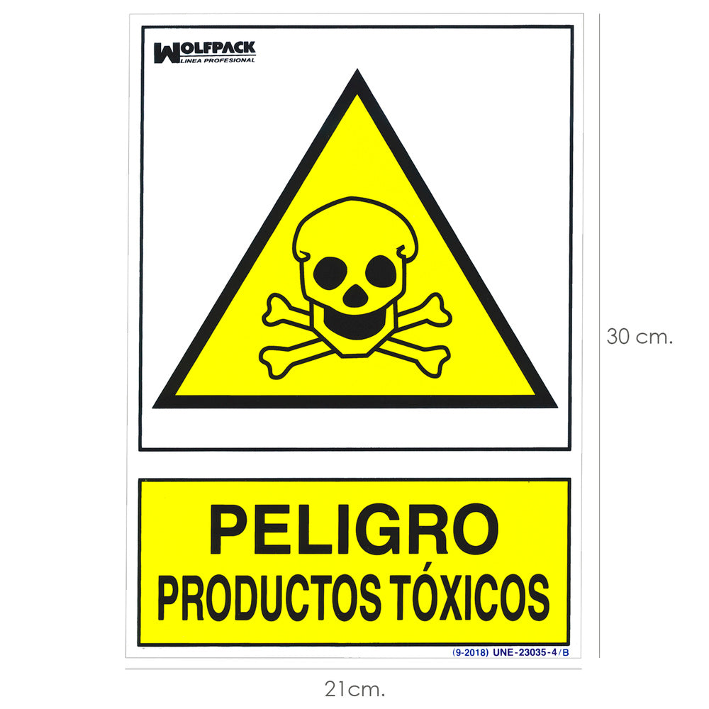 Cartel Peligro Productos Toxicos 21x 30 (Alt.) cm.