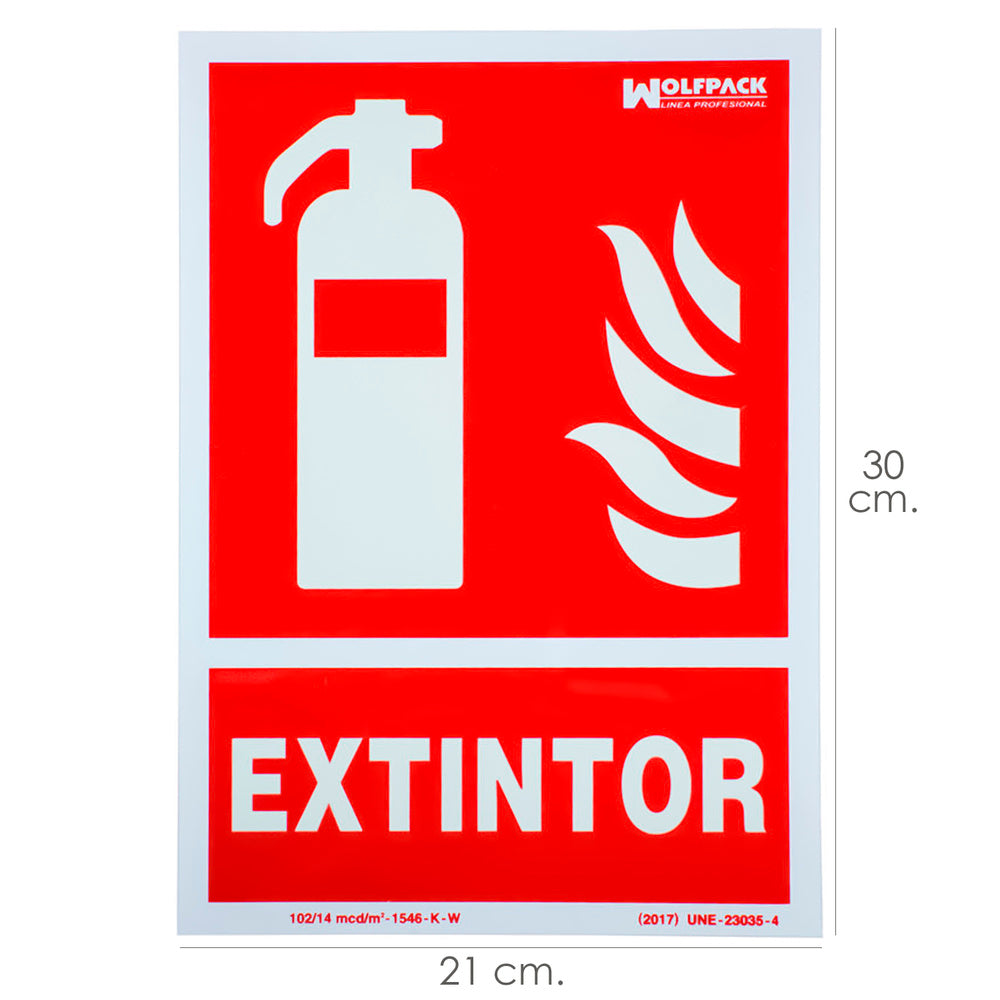 Cartel / Señal Fluorescente Extintor 21x 30 (Alt.) cm.