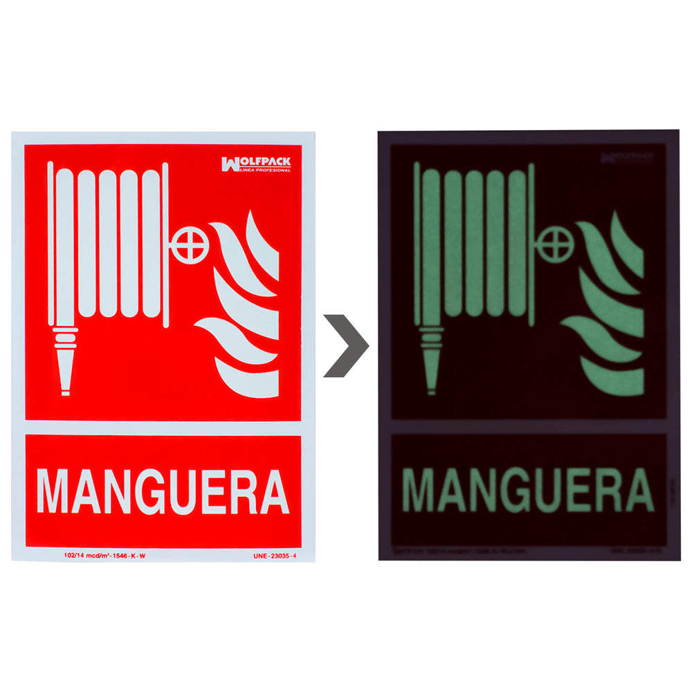 Cartel / Señal Fluorescente Manguera 21x 30 (Alt.) cm.