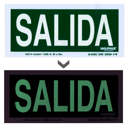 Cartel / Señal Fluorescente Salida 22x 10 (Alt.) cm.