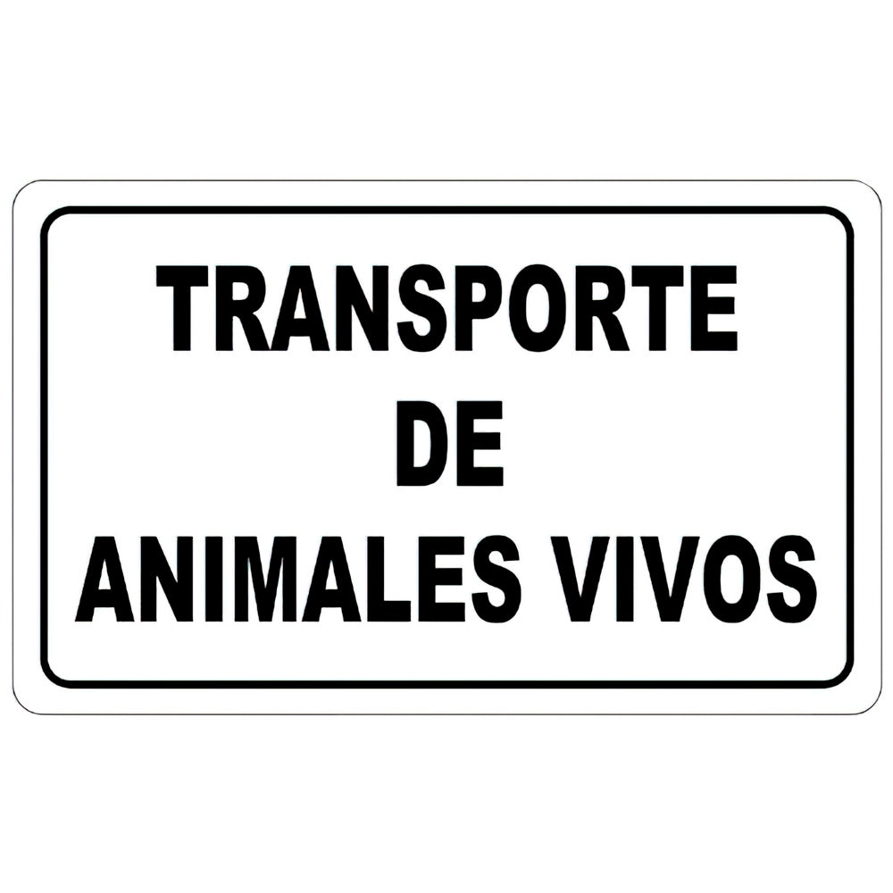 Cartel Transporte Animales Vivos 30 x 21 (Alt.) cm.