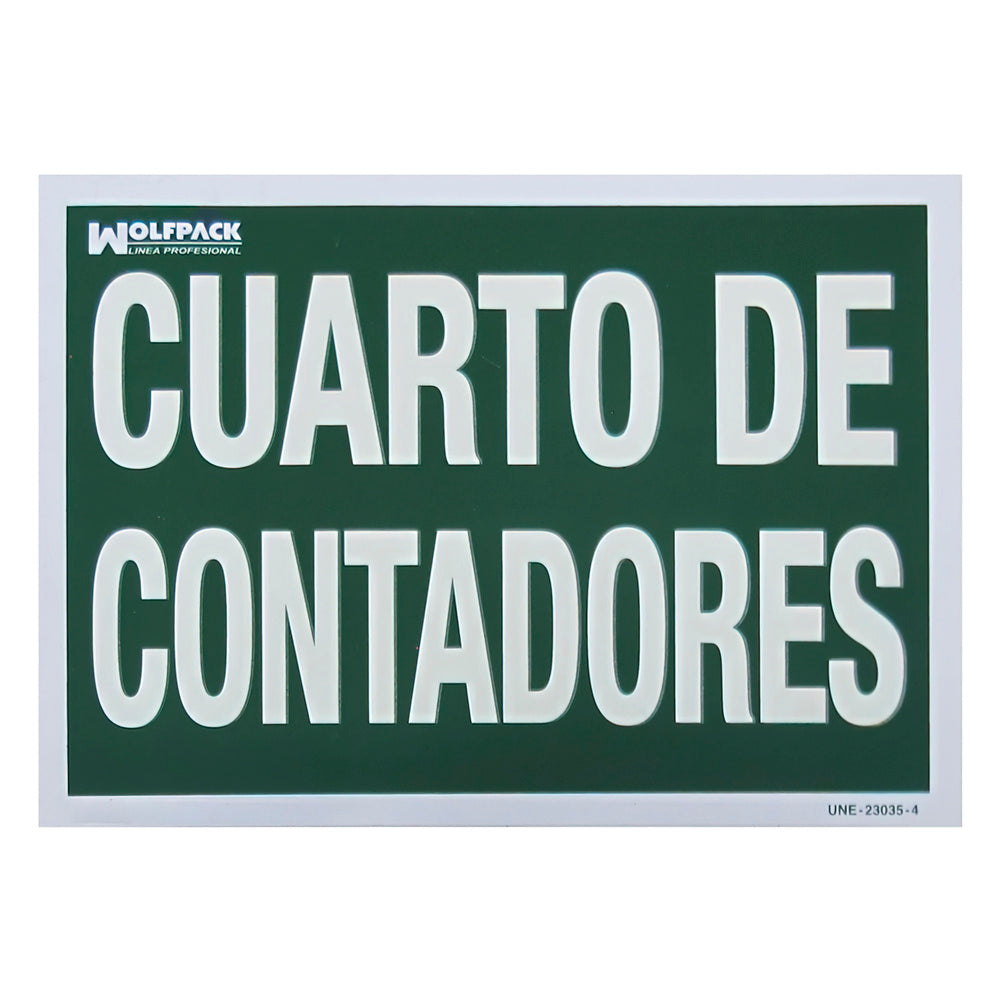 Cartel Cuarto De Contadores 30 x 21 (Alt.) cm.