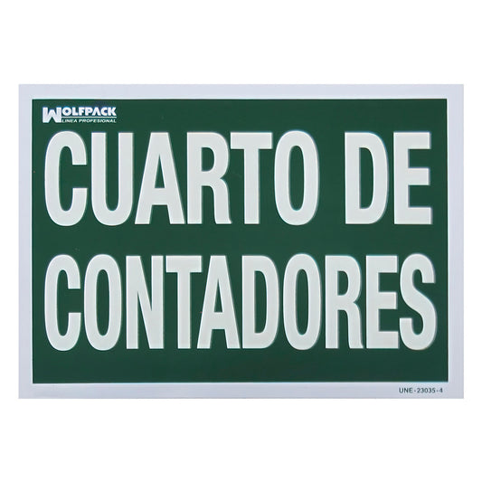 Cartel Cuarto De Contadores 30 x 21 (Alt.) cm.
