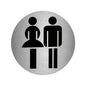 Placa Adhesiva Baño "Mujer / Hombre" Acero Inoxidable Ø 7 cm.