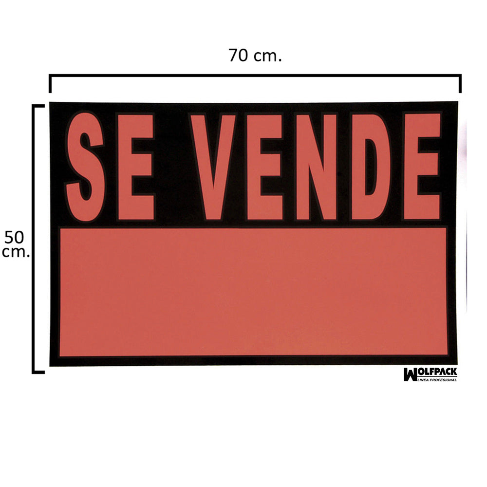 Cartel Se Vende  70x50 (Alt.) cm.