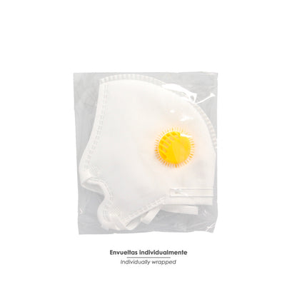 Mascarilla Respiratoria FFP2 Con Valvula. Plegable (20 Unidades) Envasadas Individualmente