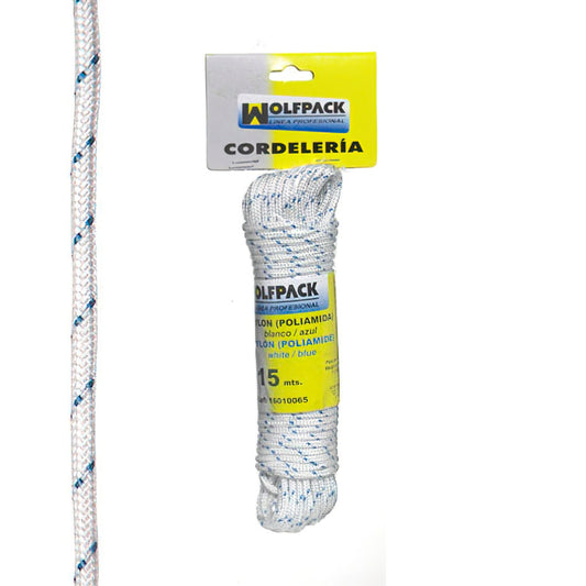 Cuerda Nylon Alta Tenacidad Blanca / Azul (Madeja 15 m.)