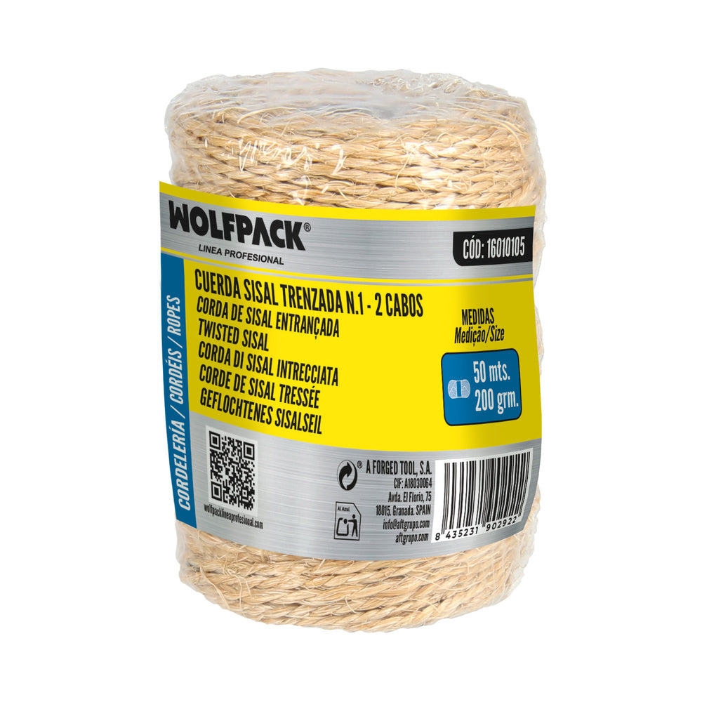 Cuerda Sisal Nº1 Hilo de 2 Cabos (Bobina 220 gr. / 50 m.)