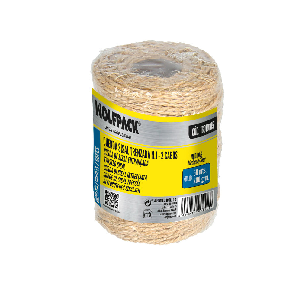 Cuerda Sisal Nº1 Hilo de 2 Cabos (Bobina 220 gr. / 50 m.)
