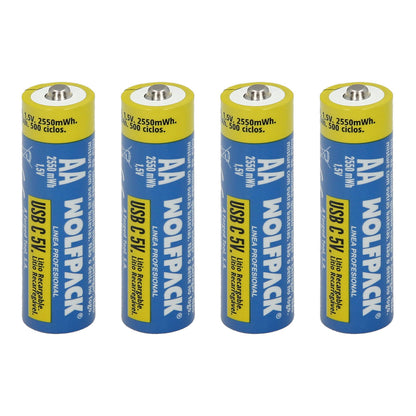 Pila Litio Recargable "AA" 1,5V USB-C (4 Unidades)