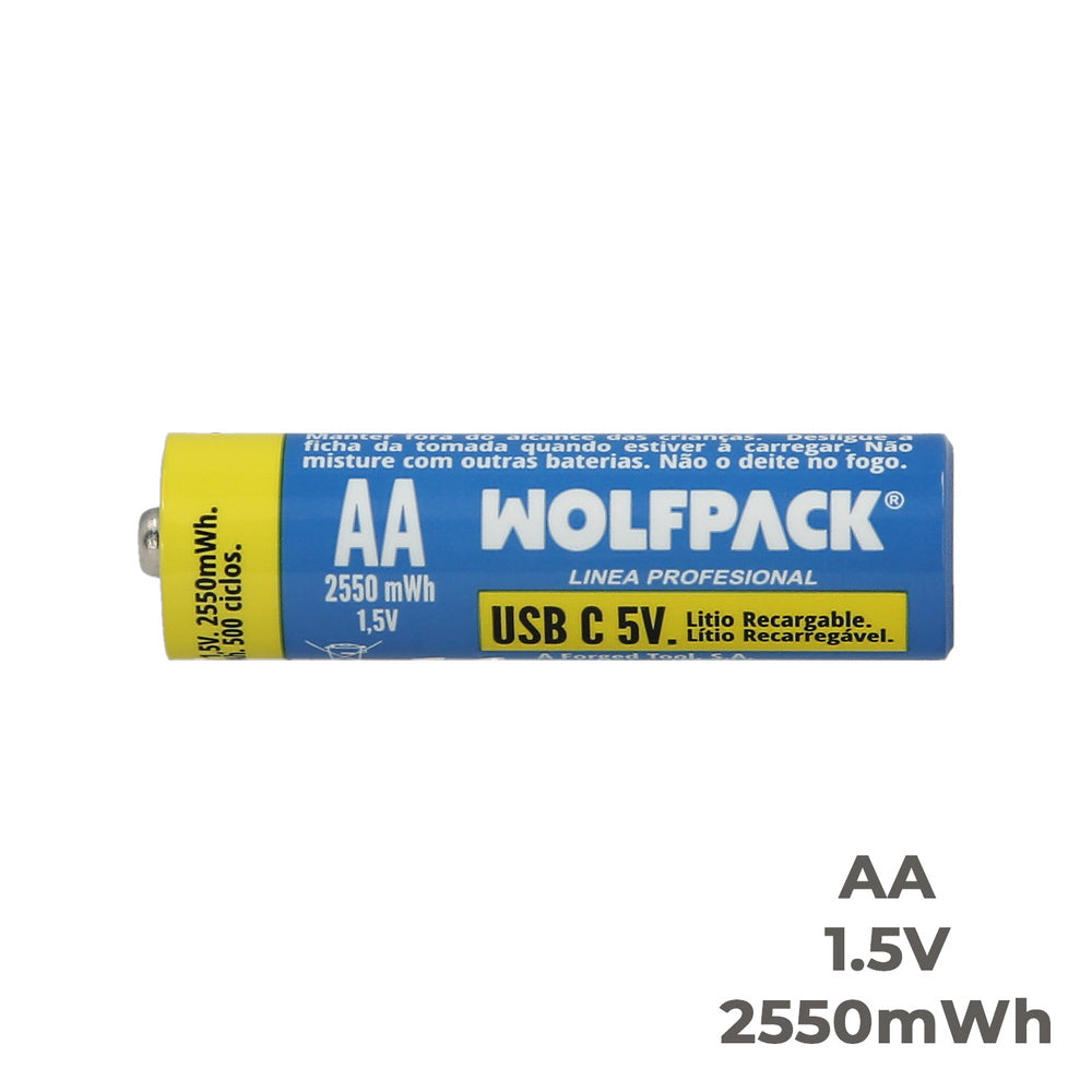 Pila Litio Recargable "AA" 1,5V USB-C (4 Unidades)