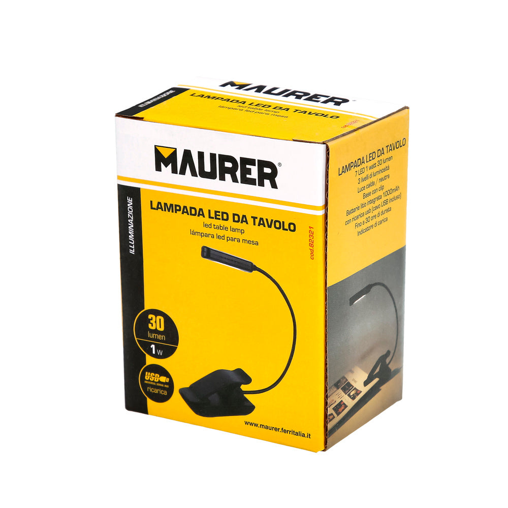 Linterna LED De Mesa / Lectura  Bateria Recargable (1.000 mAh) 30 Lumenes Con Clip, 3 Tonos De Luz y 3 Niveles De Luminosidad