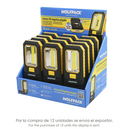 Linterna LED Profesional Multifunción Compacta Plegable A Pilas (3 AAA) 210 Lumenes 2 Modos de Iluminación Con Iman y Gancho