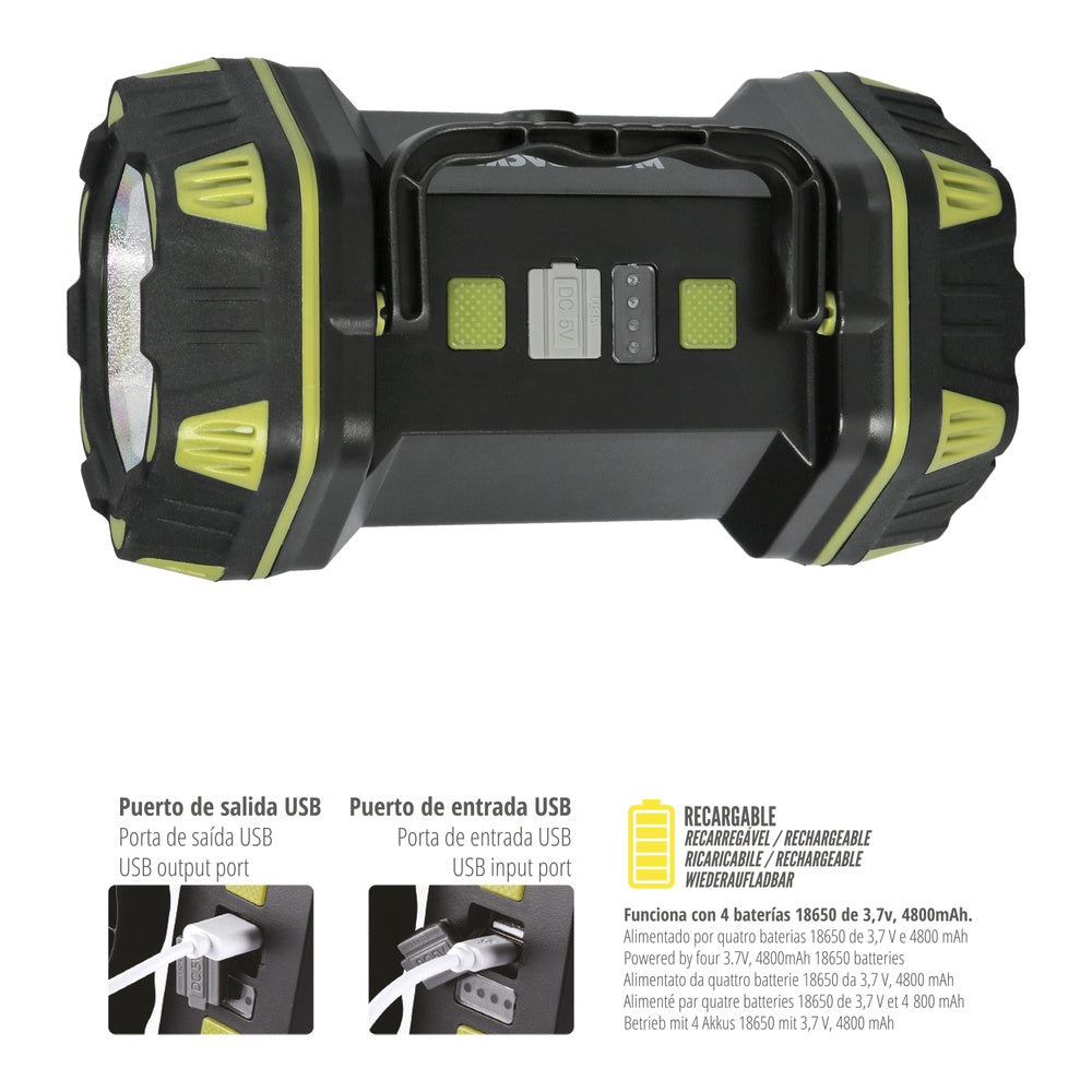 Linterna Led Multiusos 3 En 1 Recargable 400 Lumenes