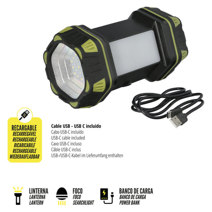 Linterna Led Multiusos 3 En 1 Recargable 400 Lumenes