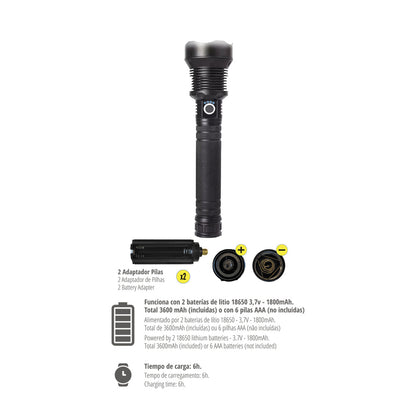 Linterna Led Aluminio Recargable 1500 Lumenes
