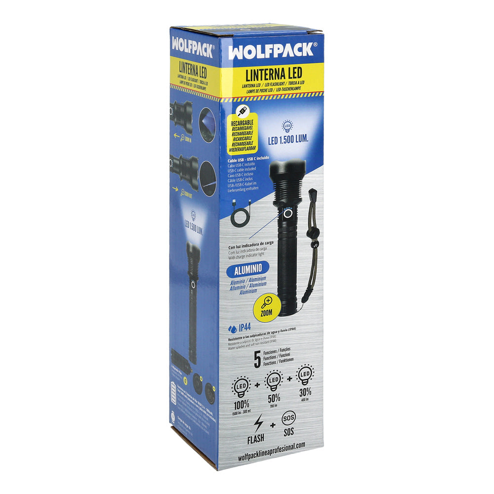 Linterna Led Aluminio Recargable 1500 Lumenes