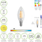 Bombilla Led Filamento Vela Rosca E14. 4,5 Watt. Equivale A 40 Watt. 470 Lumenes. Luz Cálida (2700º K.)