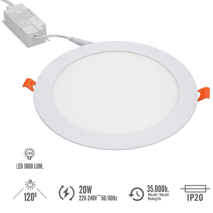 Downlight Led Empotrar 20 Watt 1800 Lumenes 4500K