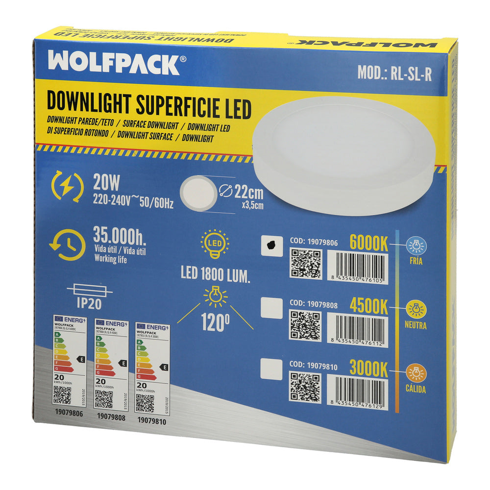 Downlight Superficie Led 20 Watt 1800 Lumenes 6000K