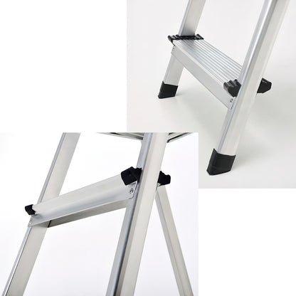 Escalera Aluminio 3 Peldaños Plegable, Uso doméstico, Antideslizante, Ligera y Resistente