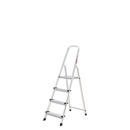 Escalera Aluminio 4 Peldaños Plegable, Uso doméstico, Antideslizante, Ligera y Resistente