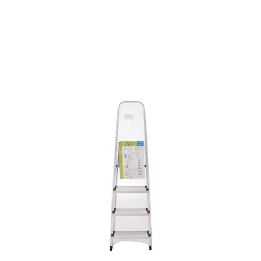 Escalera Aluminio 4 Peldaños Plegable, Uso doméstico, Antideslizante, Ligera y Resistente