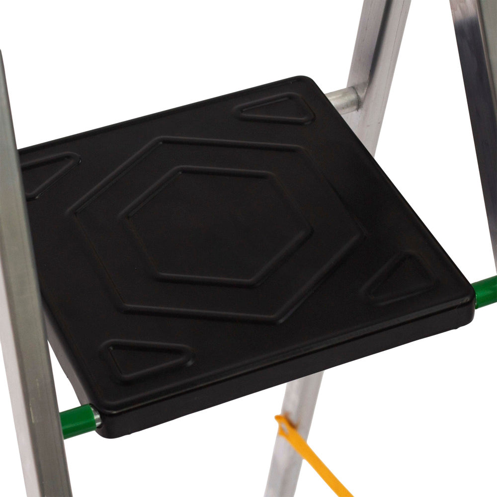 Escalera Aluminio 4 Peldaños Plegable, Uso doméstico, Antideslizante, Ligera y Resistente